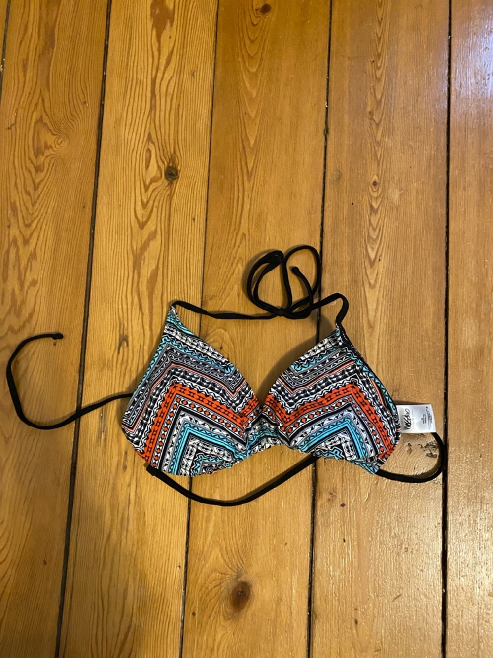 Mossimo Supply Co. Multi-Color Geometric Triangle Bikini Top - Black Trim